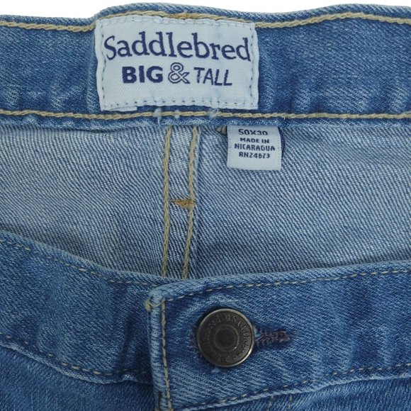 Saddlebred Jeans Big and Tall NEW Men 50x30 Relaxed Fit Light Stone Denim Pant - Picture 6 of 13
